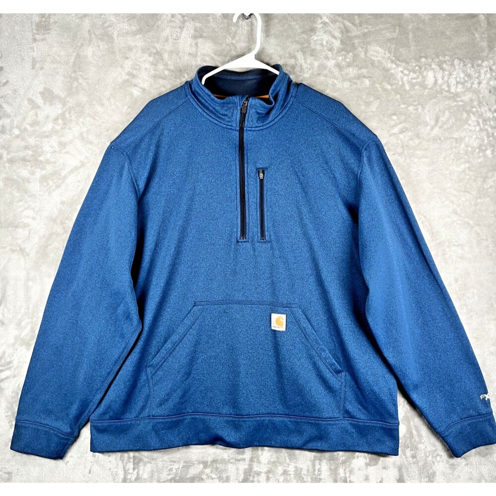 Carhartt Force Extremes Mens Quarter Zip Pullover 2XL Blue Relaxed Fit Workwear